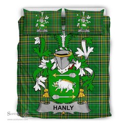 Irish Hanly or O'Hanley Coat of Arms Family Crest Ireland Bedding Set Irish National Tartan Irish County Bedding Set Duvet Covers