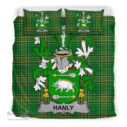 Irish Hanly or O'Hanley Coat of Arms Family Crest Ireland Bedding Set Irish National Tartan Irish County Bedding Set Duvet Covers