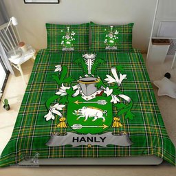 Irish Hanly or O'Hanley Coat of Arms Family Crest Ireland Bedding Set Irish National Tartan Irish County Bedding Set Duvet Covers