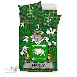 Irish Hanly or O'Hanley Coat of Arms Family Crest Ireland Bedding Set Irish National Tartan Irish County Bedding Set Duvet Covers