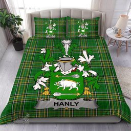 Irish Hanly or O'Hanley Coat of Arms Family Crest Ireland Bedding Set Irish National Tartan Irish County Bedding Set Duvet Covers