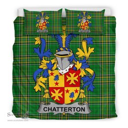 Irish Chatterton Coat of Arms Family Crest Ireland Bedding Set Irish National Tartan Irish County Bedding Set Duvet Covers