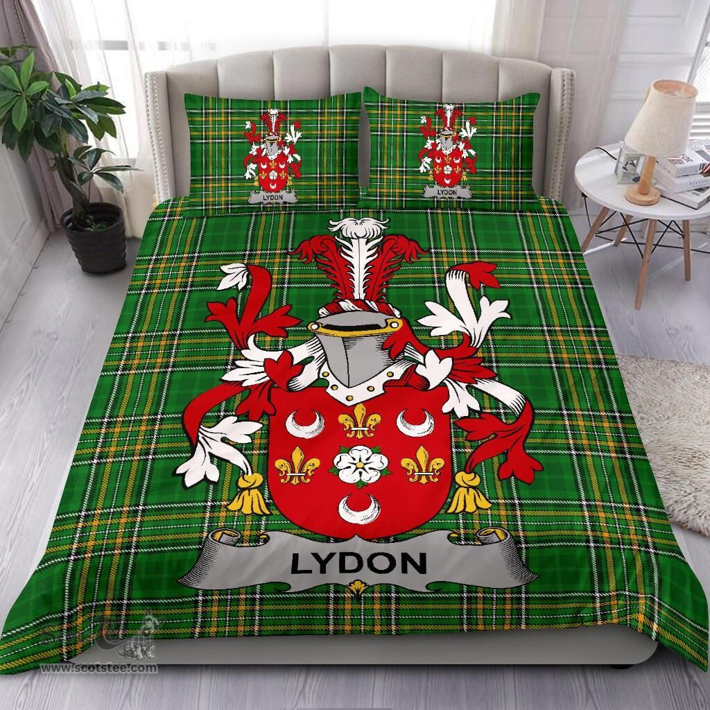Irish Lydon or Leyden Coat of Arms Family Crest Ireland Bedding Set Irish National Tartan Irish County Bedding Set Duvet Covers