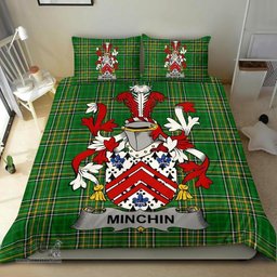 Irish Minchin Coat of Arms Family Crest Ireland Bedding Set Irish National Tartan Irish County Bedding Set Duvet Covers