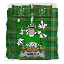 Irish Hanlon or O'Hanlon Coat of Arms Family Crest Ireland Bedding Set Irish National Tartan Irish County Bedding Set Duvet Covers