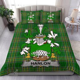 Irish Hanlon or O'Hanlon Coat of Arms Family Crest Ireland Bedding Set Irish National Tartan Irish County Bedding Set Duvet Covers