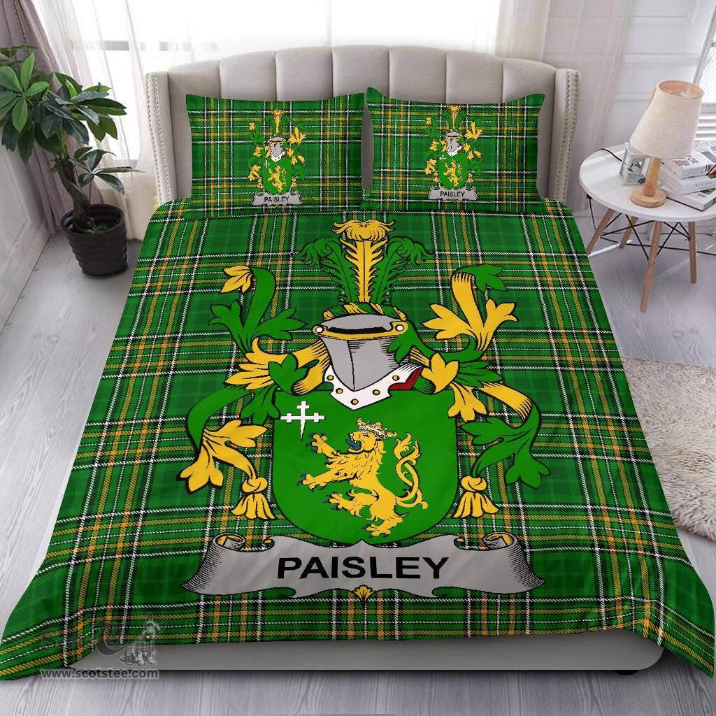 Irish Paisley Coat of Arms Family Crest Ireland Bedding Set Irish National Tartan Irish County Bedding Set Duvet Covers