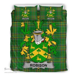 Irish Robison or Robinson Coat of Arms Family Crest Ireland Bedding Set Irish National Tartan Irish County Bedding Set Duvet Covers