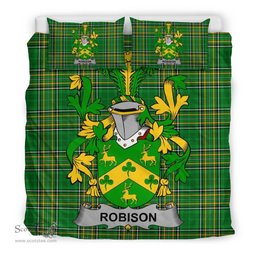 Irish Robison or Robinson Coat of Arms Family Crest Ireland Bedding Set Irish National Tartan Irish County Bedding Set Duvet Covers