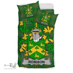 Irish Robison or Robinson Coat of Arms Family Crest Ireland Bedding Set Irish National Tartan Irish County Bedding Set Duvet Covers