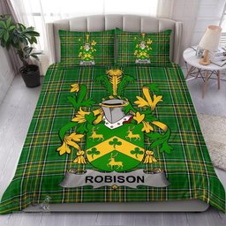 Irish Robison or Robinson Coat of Arms Family Crest Ireland Bedding Set Irish National Tartan Irish County Bedding Set Duvet Covers