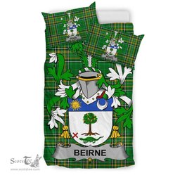 Irish Beirne or O'Beirne Coat of Arms Family Crest Ireland Bedding Set Irish National Tartan Irish County Bedding Set Duvet Covers