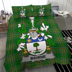 Irish Beirne or O'Beirne Coat of Arms Family Crest Ireland Bedding Set Irish National Tartan Irish County Bedding Set Duvet Covers