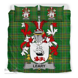Irish Leary or O'Leary Coat of Arms Family Crest Ireland Bedding Set Irish National Tartan Irish County Bedding Set Duvet Covers