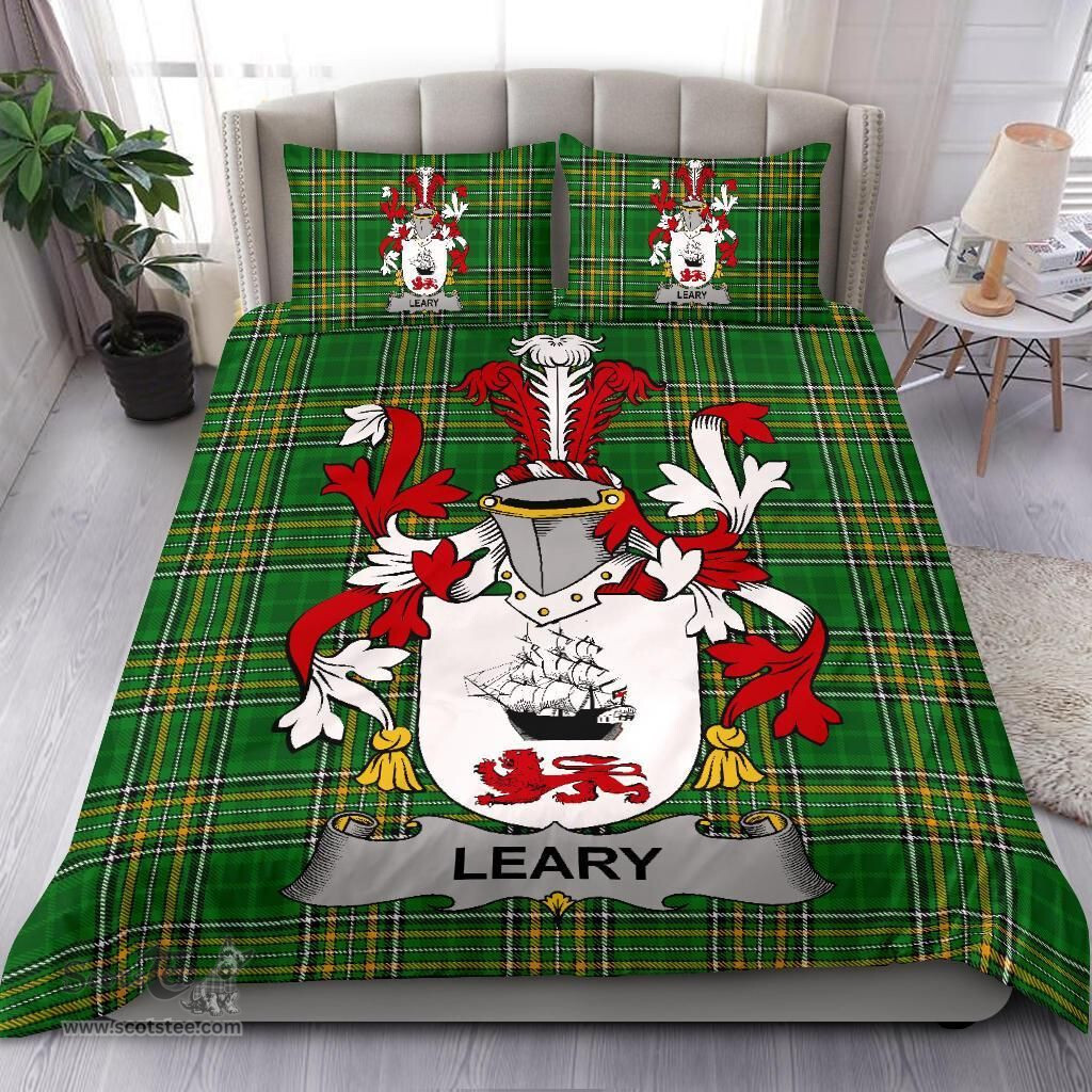 Irish Leary or O'Leary Coat of Arms Family Crest Ireland Bedding Set Irish National Tartan Irish County Bedding Set Duvet Covers