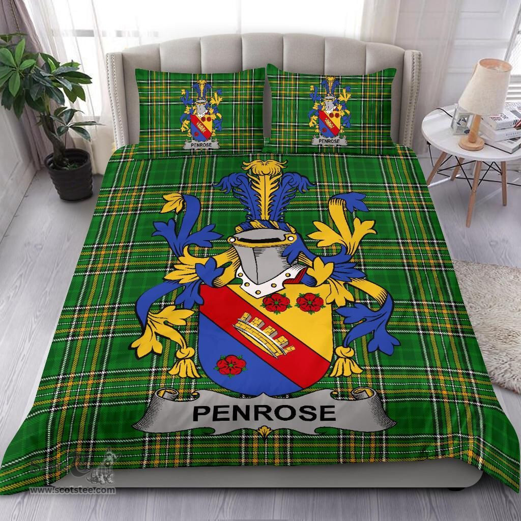 Irish Penrose Coat of Arms Family Crest Ireland Bedding Set Irish National Tartan Irish County Bedding Set Duvet Covers