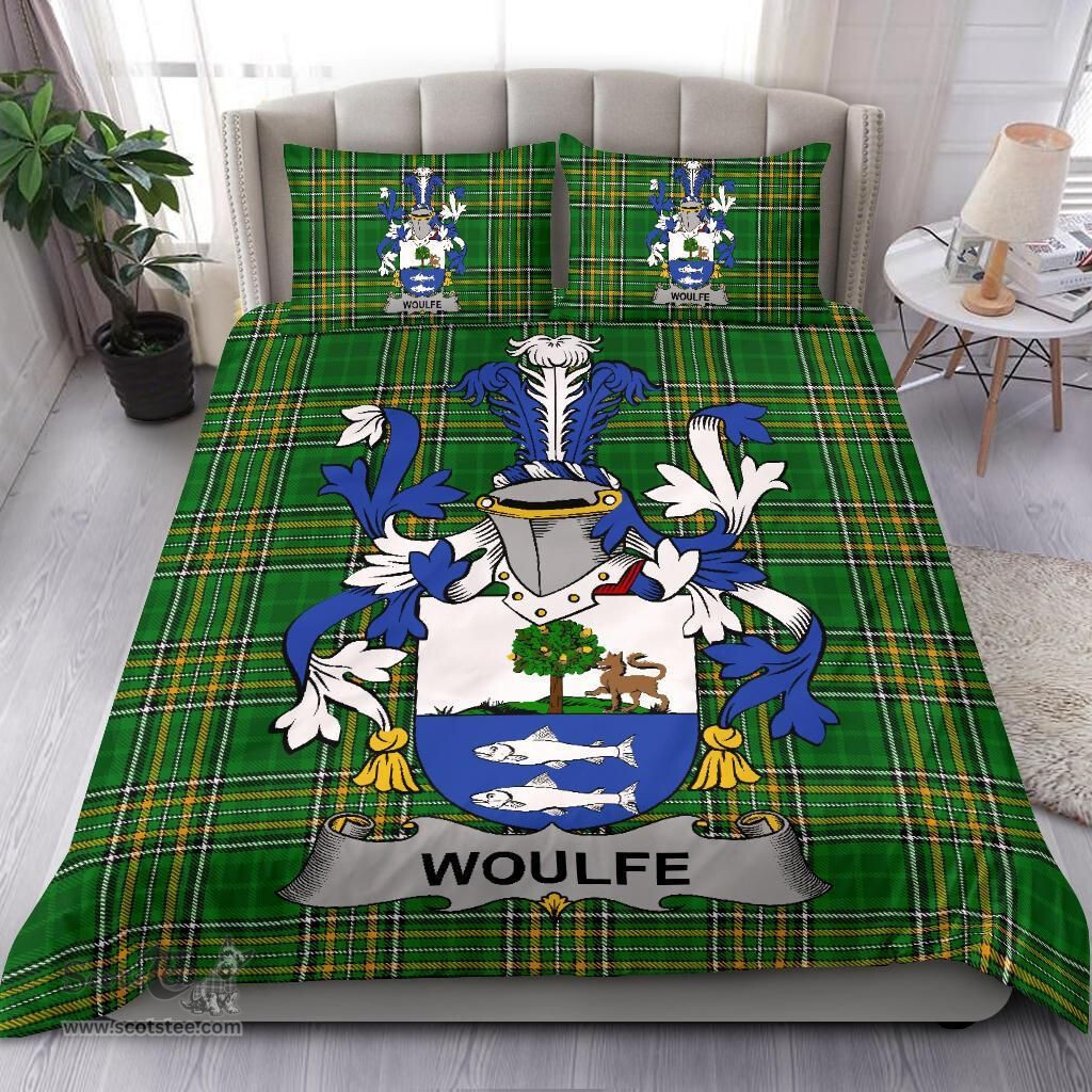 Irish Woulfe Coat of Arms Family Crest Ireland Bedding Set Irish National Tartan Irish County Bedding Set Duvet Covers