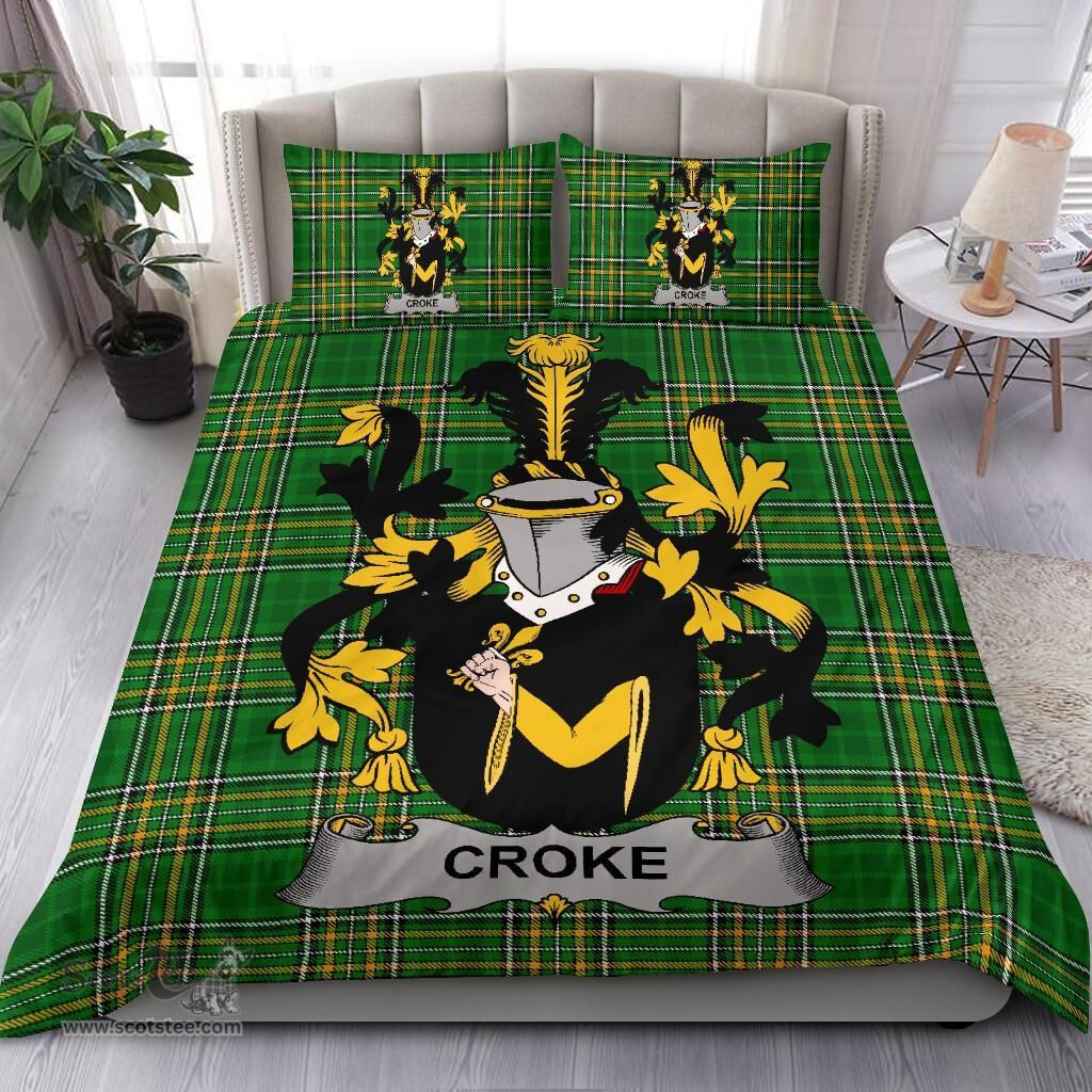 Irish Croke Coat of Arms Family Crest Ireland Bedding Set Irish National Tartan Irish County Bedding Set Duvet Covers