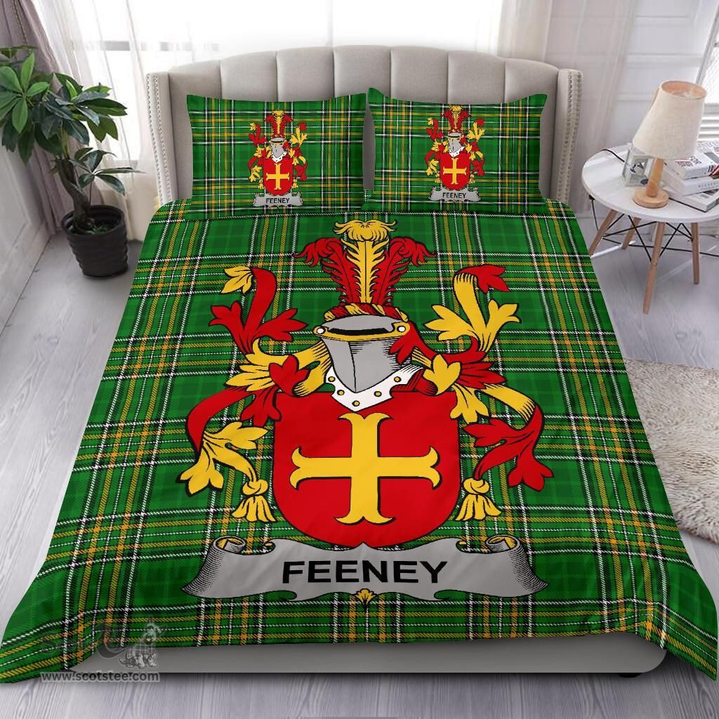 Irish Feeney or O'Feney Coat of Arms Family Crest Ireland Bedding Set Irish National Tartan Irish County Bedding Set Duvet Covers