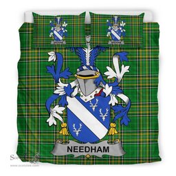 Irish Needham or O'Nee Coat of Arms Family Crest Ireland Bedding Set Irish National Tartan Irish County Bedding Set Duvet Covers