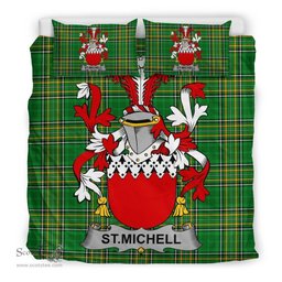 Irish St.Michell Coat of Arms Family Crest Ireland Bedding Set Irish National Tartan Irish County Bedding Set Duvet Covers
