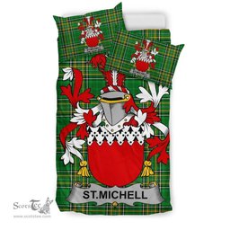 Irish St.Michell Coat of Arms Family Crest Ireland Bedding Set Irish National Tartan Irish County Bedding Set Duvet Covers