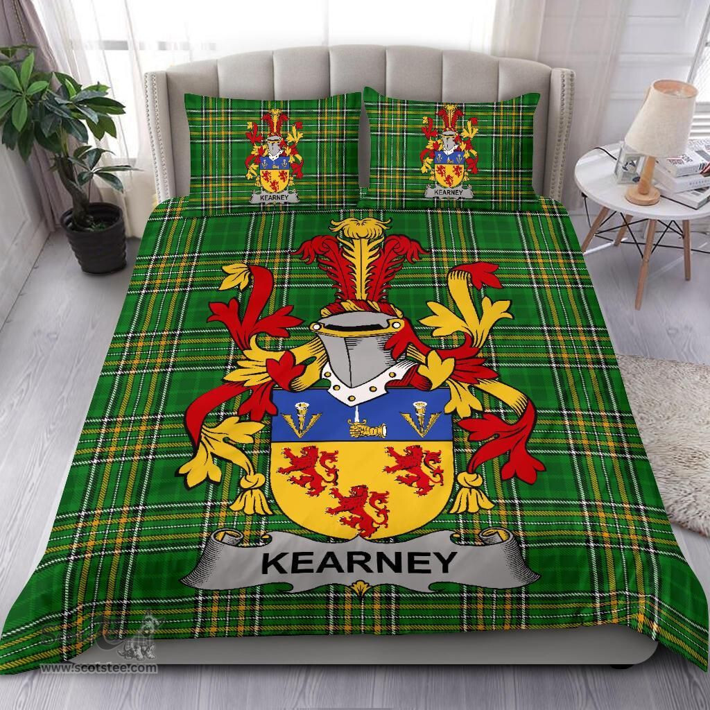 Irish Kearney or O'Kearney Coat of Arms Family Crest Ireland Bedding Set Irish National Tartan Irish County Bedding Set Duvet Covers