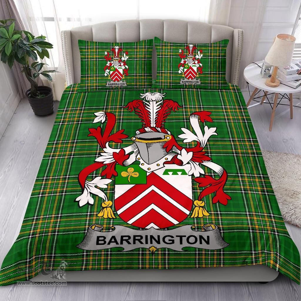 Irish Barrington Coat of Arms Family Crest Ireland Bedding Set Irish National Tartan Irish County Bedding Set Duvet Covers