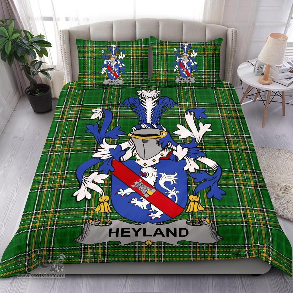 Irish Heyland Coat of Arms Family Crest Ireland Bedding Set Irish National Tartan Irish County Bedding Set Duvet Covers