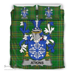 Irish Atkins Coat of Arms Family Crest Ireland Bedding Set Irish National Tartan Irish County Bedding Set Duvet Covers