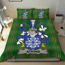 Irish Atkins Coat of Arms Family Crest Ireland Bedding Set Irish National Tartan Irish County Bedding Set Duvet Covers