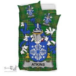 Irish Atkins Coat of Arms Family Crest Ireland Bedding Set Irish National Tartan Irish County Bedding Set Duvet Covers