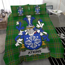 Irish Atkins Coat of Arms Family Crest Ireland Bedding Set Irish National Tartan Irish County Bedding Set Duvet Covers