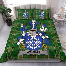 Irish Atkins Coat of Arms Family Crest Ireland Bedding Set Irish National Tartan Irish County Bedding Set Duvet Covers
