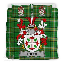 Irish Toler or Toller Coat of Arms Family Crest Ireland Bedding Set Irish National Tartan Irish County Bedding Set Duvet Covers