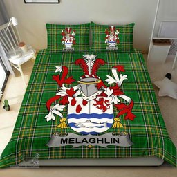 Irish Melaghlin or O'Melaghlin Coat of Arms Family Crest Ireland Bedding Set Irish National Tartan Irish County Bedding Set Duvet Covers