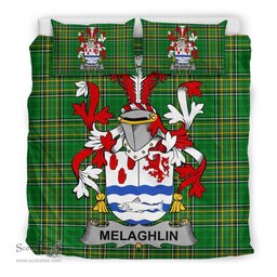 Irish Melaghlin or O'Melaghlin Coat of Arms Family Crest Ireland Bedding Set Irish National Tartan Irish County Bedding Set Duvet Covers