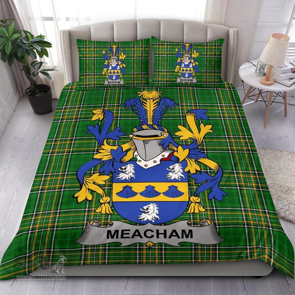 Irish Meacham Coat of Arms Family Crest Ireland Bedding Set Irish National Tartan Irish County Bedding Set Duvet Covers