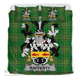 Irish Rafferty or O'Rafferty Coat of Arms Family Crest Ireland Bedding Set Irish National Tartan Irish County Bedding Set Duvet Covers