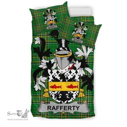 Irish Rafferty or O'Rafferty Coat of Arms Family Crest Ireland Bedding Set Irish National Tartan Irish County Bedding Set Duvet Covers