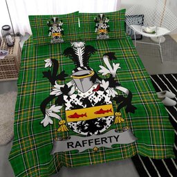 Irish Rafferty or O'Rafferty Coat of Arms Family Crest Ireland Bedding Set Irish National Tartan Irish County Bedding Set Duvet Covers