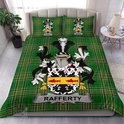 Irish Rafferty or O'Rafferty Coat of Arms Family Crest Ireland Bedding Set Irish National Tartan Irish County Bedding Set Duvet Covers
