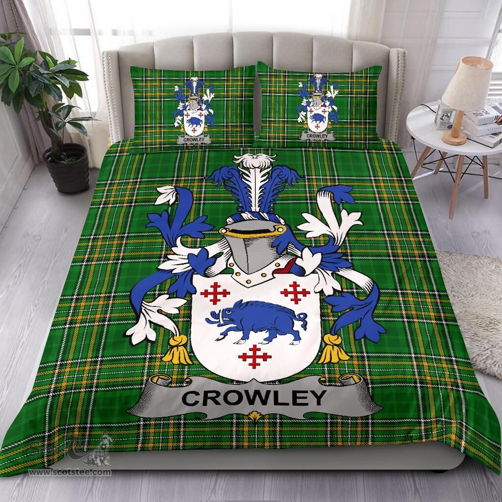 Irish Crowley or O'Crouley Coat of Arms Family Crest Ireland Bedding Set Irish National Tartan Irish County Bedding Set Duvet Covers