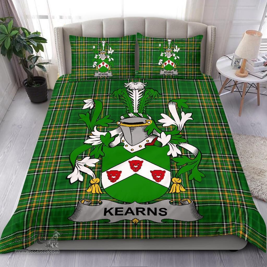 Irish Kearns or O'Kearon Coat of Arms Family Crest Ireland Bedding Set Irish National Tartan Irish County Bedding Set Duvet Covers