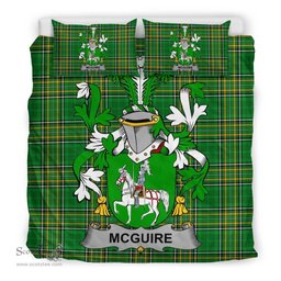 Irish McGuire and Maguire Coat of Arms Family Crest Ireland Bedding Set Irish National Tartan Irish County Bedding Set Duvet Covers