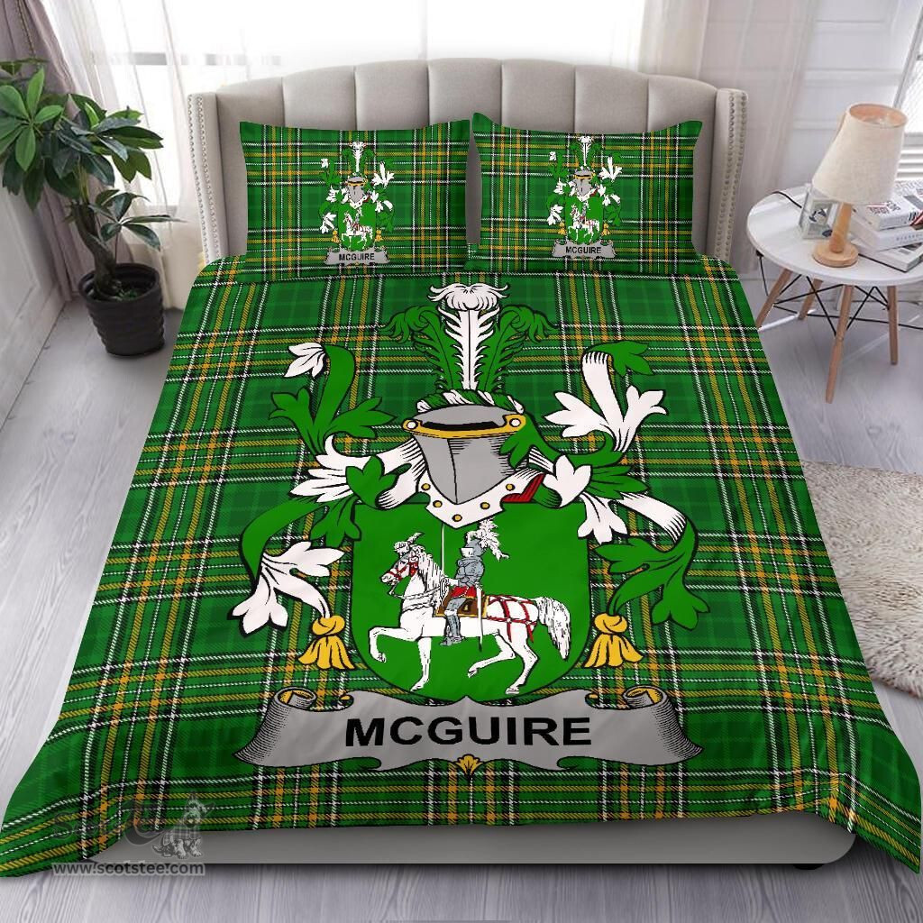 Irish McGuire and Maguire Coat of Arms Family Crest Ireland Bedding Set Irish National Tartan Irish County Bedding Set Duvet Covers