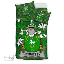 Irish Hennessy or O'Hennessy Coat of Arms Family Crest Ireland Bedding Set Irish National Tartan Irish County Bedding Set Duvet Covers