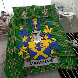 Irish Markham Coat of Arms Family Crest Ireland Bedding Set Irish National Tartan Irish County Bedding Set Duvet Covers
