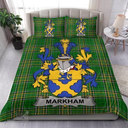 Irish Markham Coat of Arms Family Crest Ireland Bedding Set Irish National Tartan Irish County Bedding Set Duvet Covers