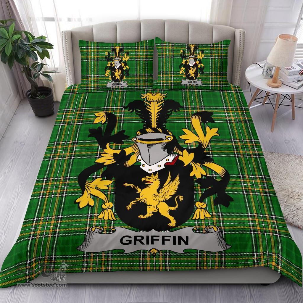 Irish Griffin or O'Griffy Coat of Arms Family Crest Ireland Bedding Set Irish National Tartan Irish County Bedding Set Duvet Covers